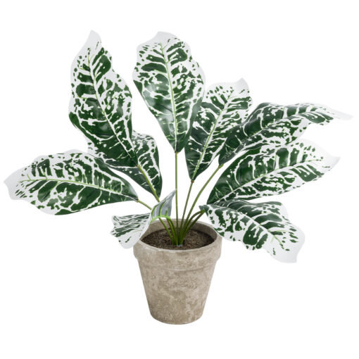GloboStar® GloboStar® Artificial Garden WHITE AGLAONEMA POTTED PLANT 20903 Διακοσμητικό Φυτό Λευκό Αγλαόνημα Φ40 x Υ33cm