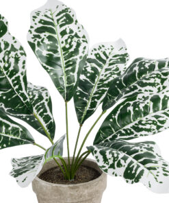 Alternative view of GloboStar® Artificial Garden WHITE AGLAONEMA POTTED PLANT 20903 Διακοσμητικό Φυτό Λευκό Αγλαόνημα Φ40 x Υ33cm