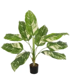 GloboStar® GloboStar® Artificial Garden DIEFFENBACHIA 20941 Τεχνητό Διακοσμητικό Φυτό Πράσινη & Μπεζ Διφενμπάχια Μ80 x Π80 x Υ90cm