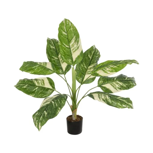 GloboStar® GloboStar® Artificial Garden DIEFFENBACHIA 20941 Τεχνητό Διακοσμητικό Φυτό Πράσινη & Μπεζ Διφενμπάχια Μ80 x Π80 x Υ90cm