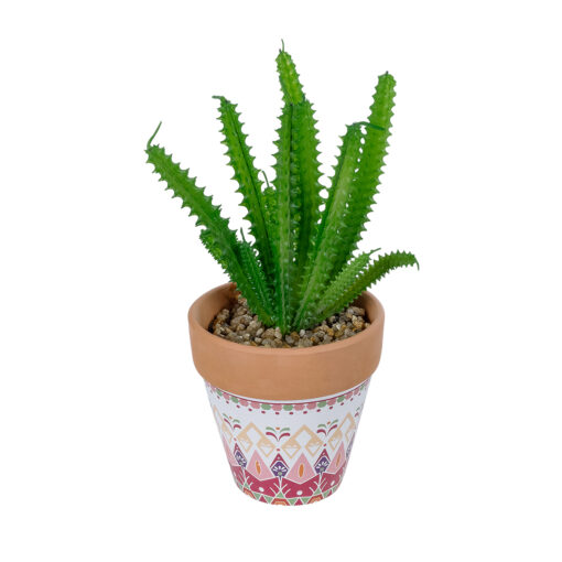 GloboStar® GloboStar® Artificial Garden SUCCULENT EUPHORBIA POTTED PLANT 21052 Διακοσμητικό Φυτό Ευφορβία Φ18 x Υ23cm