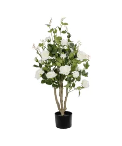 GloboStar® GloboStar® Artificial Garden WHITE ROSES 21069 Τεχνητό Διακοσμητικό Δέντρο Τριανταφυλλιά Μ50 x Π50 x Υ90cm