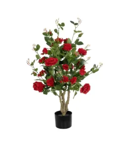 GloboStar® GloboStar® Artificial Garden RED ROSES 21070 Τεχνητό Διακοσμητικό Δέντρο Τριανταφυλλιά Μ50 x Π50 x Υ90cm