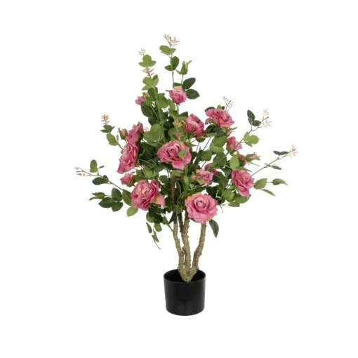 GloboStar® GloboStar® Artificial Garden PINK ROSES 21072 Τεχνητό Διακοσμητικό Δέντρο Τριανταφυλλιά Μ50 x Π50 x Υ90cm