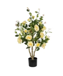GloboStar® GloboStar® Artificial Garden YELLOW ROSES 21073 Τεχνητό Διακοσμητικό Δέντρο Τριανταφυλλιά Μ50 x Π50 x Υ90cm