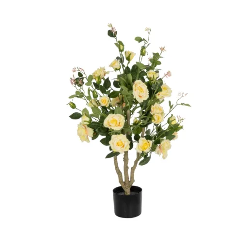 GloboStar® GloboStar® Artificial Garden YELLOW ROSES 21073 Τεχνητό Διακοσμητικό Δέντρο Τριανταφυλλιά Μ50 x Π50 x Υ90cm