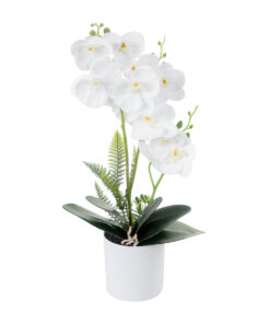 GloboStar® GloboStar® Artificial Garden WHITE ORCHID 21076 Διακοσμητικό Φυτό Λευκή Ορχιδέα Υ45cm