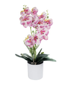 GloboStar® GloboStar® Artificial Garden PINK ORCHID 21077 Διακοσμητικό Φυτό Ροζ Ορχιδέα Υ45cm