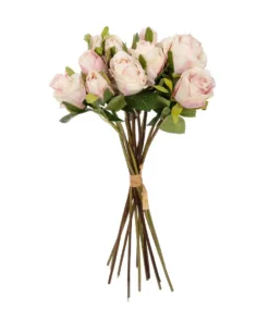 GloboStar® GloboStar® Artificial Garden PINK ROSE BOUQUET 21082 Τεχνητό Διακοσμητικό Μπουκέτο Τριαντάφυλλα Ροζ Y36cm