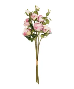 GloboStar® GloboStar® Artificial Garden DUSTY PINK ROSE BOUQUET 21083 Τεχνητό Διακοσμητικό Μπουκέτο Τριαντάφυλλα Ανοιχτό Ροζ Y63cm