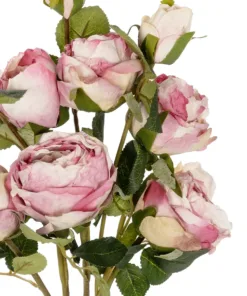 Alternative view of GloboStar® Artificial Garden DUSTY PINK ROSE BOUQUET 21083 Τεχνητό Διακοσμητικό Μπουκέτο Τριαντάφυλλα Ανοιχτό Ροζ Y63cm