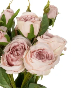 GloboStar® Artificial Garden DUSTY PINK ROSE BOUQUET 21084 Τεχνητό Διακοσμητικό Μπουκέτο Τριαντάφυλλα Ανοιχτό Ροζ Y44cm 6 21084 3