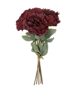 GloboStar® GloboStar® Artificial Garden RED PEONY FLOWER BOUQUET 21086 Τεχνητό Διακοσμητικό Μπουκέτο Κόκκινο Παιώνιας Y43cm