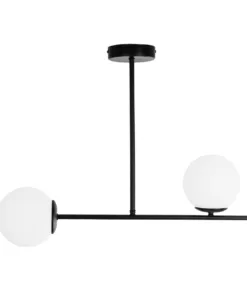 GLOBOSTAR® GLOBUS 201-0118 Μοντέρνο Φωτιστικό Οροφής με Ντουί 2 x E27 AC 220-240V IP20 - Μαύρο & Λευκό - Μ65 x Π15 x Υ23cm 12 210 0018 3