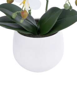 GloboStar® Artificial Garden WHITE ORCHID 21117 Διακοσμητικό Φυτό Λευκή Ορχιδέα Υ45cm 9 21117 4