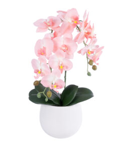 GloboStar® GloboStar® Artificial Garden SALMON ORCHID 21118 Διακοσμητικό Φυτό Ροζ-Πορτοκαλί Ορχιδέα Υ45cm