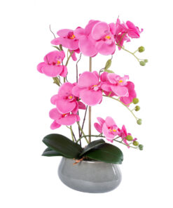 GloboStar® GloboStar® Artificial Garden PINK ORCHID 21121 Διακοσμητικό Φυτό Έντονο Ροζ Ορχιδέα Υ43cm