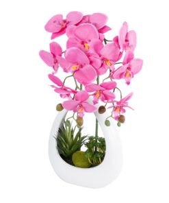 GloboStar® GloboStar® Artificial Garden HOT PINK ORCHID 21127 Διακοσμητικό Φυτό Έντονο Ροζ Ορχιδέα Υ39cm