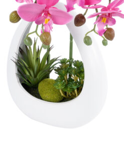 GloboStar® Artificial Garden HOT PINK ORCHID 21127 Διακοσμητικό Φυτό Έντονο Ροζ Ορχιδέα Υ39cm 9 21127 4