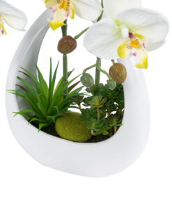 GloboStar® Artificial Garden WHITE ORCHID 21128 Διακοσμητικό Φυτό Λευκή Ορχιδέα Υ39cm 9 21128 4