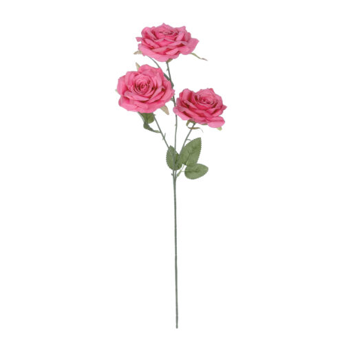 GloboStar® GloboStar® Artificial Garden  HOT PINK ROSE BRANCH 21135 Τεχνητό Διακοσμητικό Κλαδί Τριαντάφυλλο Έντονο Ροζ Y66cm