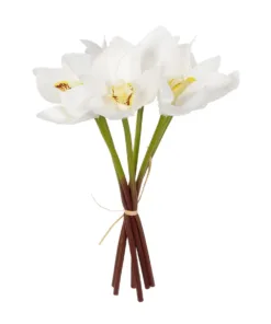 GloboStar® GloboStar® Artificial Garden WHITE ORCHID BOUQUET 21151 Τεχνητό Διακοσμητικό Μπουκέτο Λευκής Ορχιδέας Y26cm