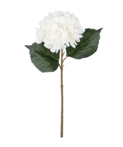 GloboStar® GloboStar® Artificial Garden WHITE HYDRANGEA BRANCH 21173 Τεχνητό Διακοσμητικό Κλαδί Ορτανσίας Λευκό  Y47cm