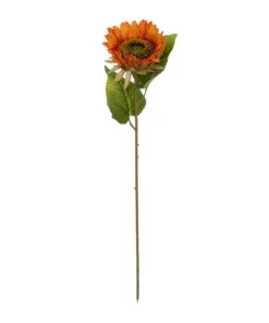 GloboStar® GloboStar® Artificial Garden ORANGE SUNFLOWER BRANCH 21213 Τεχνητό Διακοσμητικό Κλαδί Ηλιοτρόπιο Πορτοκαλί Y50cm