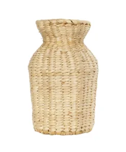 GloboStar® Artificial Garden HAVANA 21222 Διακοσμητικό Πλεκτό Καλάθι - Κασπώ Γλάστρα - Flower Pot Μπεζ Μ16 x Π16 x Υ25cm 9 21222 4