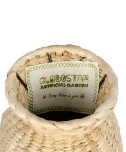 GloboStar® Artificial Garden HAVANA 21222 Διακοσμητικό Πλεκτό Καλάθι - Κασπώ Γλάστρα - Flower Pot Μπεζ Μ16 x Π16 x Υ25cm 11 21222 6