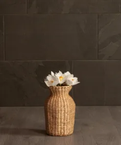 GloboStar® Artificial Garden HAVANA 21222 Διακοσμητικό Πλεκτό Καλάθι - Κασπώ Γλάστρα - Flower Pot Μπεζ Μ16 x Π16 x Υ25cm 12 21222 7
