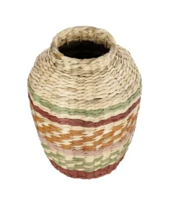 Alternative view of GloboStar® Artificial Garden TORONTO 21224 Διακοσμητικό Πλεκτό Καλάθι - Κασπώ Γλάστρα - Flower Pot Μπεζ με Πολύχρομο Π25 x M25 x Υ32cm