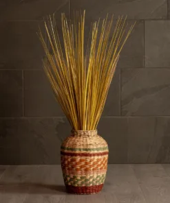 GloboStar® Artificial Garden TORONTO 21224 Διακοσμητικό Πλεκτό Καλάθι - Κασπώ Γλάστρα - Flower Pot Μπεζ με Πολύχρομο Π25 x M25 x Υ32cm 12 21224 7