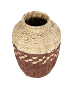 Alternative view of GloboStar® Artificial Garden TOULOUSE 21225 Διακοσμητικό Πλεκτό Καλάθι - Κασπώ Γλάστρα - Flower Pot Μπεζ με Κόκκινο Π25 x M25 x Υ32cm