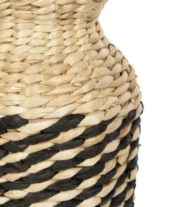 GloboStar® Artificial Garden VERSALLES 21226 Διακοσμητικό Πλεκτό Καλάθι - Κασπώ Γλάστρα - Flower Pot Μπεζ με Μαύρο Π16 x M16 x Υ25cm 10 21226 5