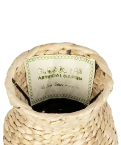 GloboStar® Artificial Garden VERSALLES 21226 Διακοσμητικό Πλεκτό Καλάθι - Κασπώ Γλάστρα - Flower Pot Μπεζ με Μαύρο Π16 x M16 x Υ25cm 11 21226 6