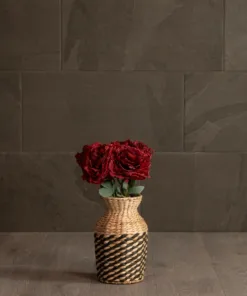 GloboStar® Artificial Garden VERSALLES 21226 Διακοσμητικό Πλεκτό Καλάθι - Κασπώ Γλάστρα - Flower Pot Μπεζ με Μαύρο Π16 x M16 x Υ25cm 12 21226 7