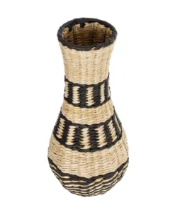 Alternative view of GloboStar® Artificial Garden MONTMARTRE 21227 Διακοσμητικό Πλεκτό Καλάθι - Κασπώ Γλάστρα - Flower Pot Μπεζ με Μαύρο Π20 x M20 x Υ42cm