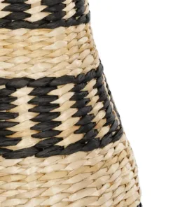 GloboStar® Artificial Garden MONTMARTRE 21227 Διακοσμητικό Πλεκτό Καλάθι - Κασπώ Γλάστρα - Flower Pot Μπεζ με Μαύρο Π20 x M20 x Υ42cm 10 21227 5