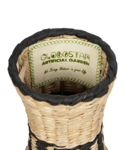 GloboStar® Artificial Garden MONTMARTRE 21227 Διακοσμητικό Πλεκτό Καλάθι - Κασπώ Γλάστρα - Flower Pot Μπεζ με Μαύρο Π20 x M20 x Υ42cm 11 21227 6