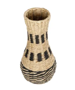 Alternative view of GloboStar® Artificial Garden BOLOGNA 21228 Διακοσμητικό Πλεκτό Καλάθι - Κασπώ Γλάστρα - Flower Pot Μπεζ με Μαύρο Π20 x M20 x Υ42cm