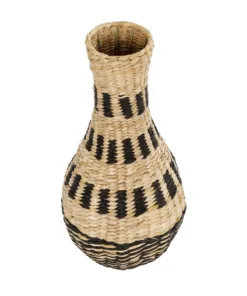 Alternative view of GloboStar® Artificial Garden HAVANA 21230 Διακοσμητικό Πλεκτό Καλάθι - Κασπώ Γλάστρα - Flower Pot Μπεζ με Μαύρο Π25 x M25 x Υ57cm