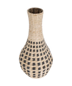 Alternative view of GloboStar® Artificial Garden MARSELLE 21232 Διακοσμητικό Πλεκτό Καλάθι - Κασπώ Γλάστρα - Flower Pot Μπεζ με Μαύρο Φ32cm x Υ65cm