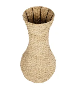 Alternative view of GloboStar® Artificial Garden SANDIAGO 21233 Διακοσμητικό Πλεκτό Καλάθι - Κασπώ Γλάστρα - Flower Pot Μπεζ Π30 x M30 x Υ60cm