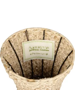 GloboStar® Artificial Garden SANDIAGO 21233 Διακοσμητικό Πλεκτό Καλάθι - Κασπώ Γλάστρα - Flower Pot Μπεζ Π30 x M30 x Υ60cm 11 21233 6