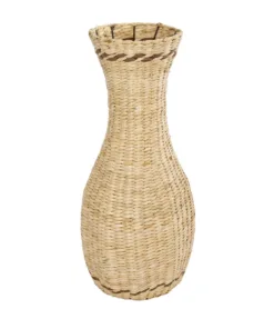 GloboStar® GloboStar® Artificial Garden MONACO 21235 Διακοσμητικό Πλεκτό Καλάθι - Κασπώ Γλάστρα - Flower Pot Μπεζ Φ29cm x Υ60cm