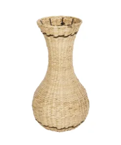 GloboStar® GloboStar® Artificial Garden MONACO 21236 Διακοσμητικό Πλεκτό Καλάθι - Κασπώ Γλάστρα - Flower Pot Μπεζ με Καφέ Π25 x M25 x Υ45cm