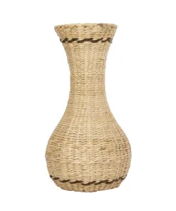 GloboStar® Artificial Garden MONACO 21236 Διακοσμητικό Πλεκτό Καλάθι - Κασπώ Γλάστρα - Flower Pot Μπεζ με Καφέ Π25 x M25 x Υ45cm 9 21236 4