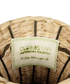 GloboStar® Artificial Garden MONACO 21236 Διακοσμητικό Πλεκτό Καλάθι - Κασπώ Γλάστρα - Flower Pot Μπεζ με Καφέ Π25 x M25 x Υ45cm 11 21236 6