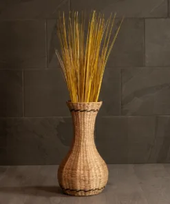 GloboStar® Artificial Garden MONACO 21236 Διακοσμητικό Πλεκτό Καλάθι - Κασπώ Γλάστρα - Flower Pot Μπεζ με Καφέ Π25 x M25 x Υ45cm 12 21236 7